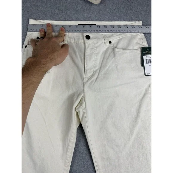 Lauren Jeans Co Ralph Lauren Jeans Womens 10 White Mid Rise Straight Stretch NWT - Picture 4 of 10